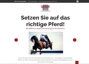 Landingpage der MBW Versicherungsmakler zu Versicherungen für Pferdehalter